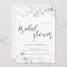 Chic Floral Bridal Shower Invitation Minimal 招待状