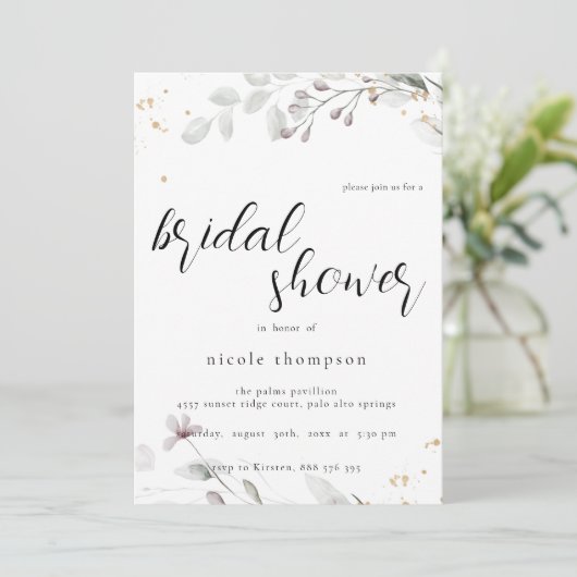 Chic Floral Bridal Shower Invitation Minimal 招待状 (スタンド正面)