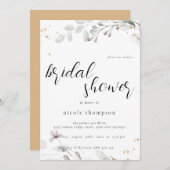 Chic Floral Bridal Shower Invitation Minimal 招待状 (正面/裏面)