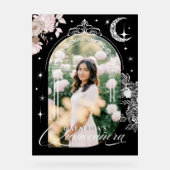 Chic Floral Celestial Moon Stars Photo Quinceanera アクリルサイン (正面)