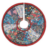 Chic Floral Faux Patchwork Christmas Tree custom ブラッシュドポリエステルツリースカート (正面)