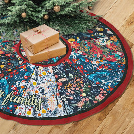 Chic Floral Faux Patchwork Christmas Tree custom ブラッシュドポリエステルツリースカート