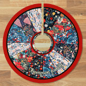 Chic Floral Faux Patchwork Christmas Tree custom ブラッシュドポリエステルツリースカート