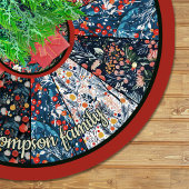 Chic Floral Faux Patchwork Christmas Tree custom ブラッシュドポリエステルツリースカート