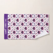 chic floral foliage purple blooming flowers バスタオルセット (ハンドタオル)