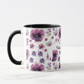 chic floral foliage purple blooming flowers マグカップ (左)