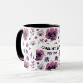 chic floral foliage purple blooming flowers マグカップ (正面左)