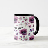 chic floral foliage purple blooming flowers マグカップ (正面右)