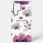 chic floral foliage purple blooming flowers samsung galaxyケース (裏面)