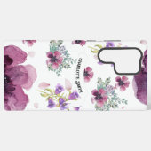 chic floral foliage purple blooming flowers samsung galaxyケース (裏面横)