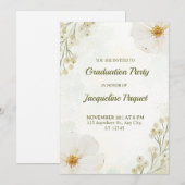 Chic Floral Graduation Party Invitation Card 招待状 (正面/裏面)