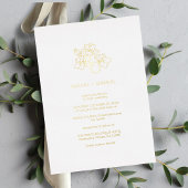 Chic Floral Monogram Foil Wedding Invitation 箔招待状
