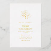 Chic Floral Monogram Foil Wedding Invitation 箔招待状 (正面)