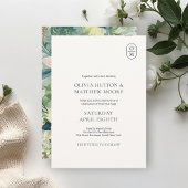 Chic Floral Monogram Wedding Invitation 招待状