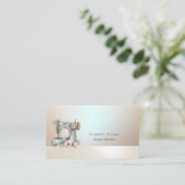 Chic Floral Sewing Machine Business Card 名刺 (スタンド正面)