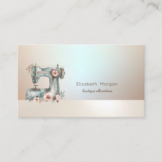 Chic Floral Sewing Machine Business Card 名刺 (正面)