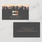 Chic Floral Sewing Machine Glitter Drips  名刺 (正面/裏面)