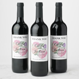 Chic Floral Thank You Wedding ワインラベル