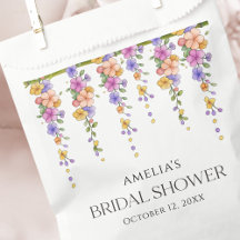 Chic Floral Vine Bridal Shower Favor Bags