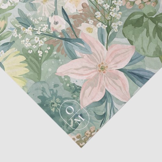 Chic Floral Watercolor & Monogram Wedding  薄葉紙 (詳細)