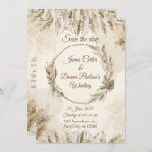 Chic Floral Wedding Invitation – Modern card 招待状 (正面/裏面)