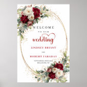Chic Floral Wedding Welcome Sign Personalized ポスター (正面)