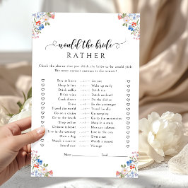 Chic Floral Would She Rather Bridal Shower Game