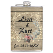 Chic Floral Wreath Rustic Wedding    フラスク (正面)