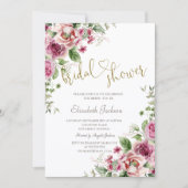 Chic Flowers Bridal Shower 招待状 (正面)