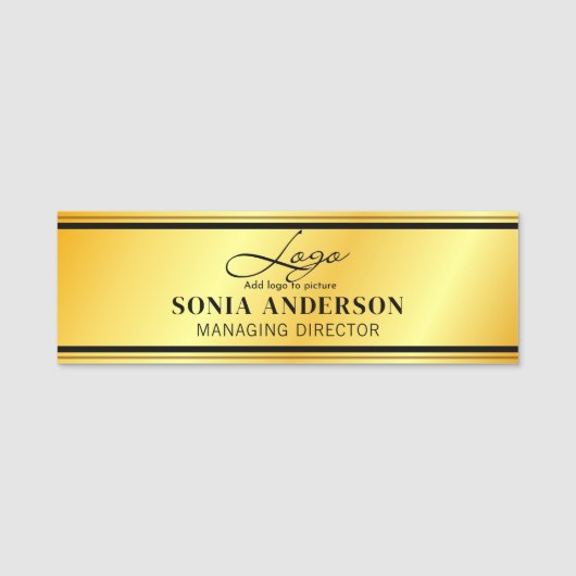 Chic FoilGoldロゴ企業のプロフェッショナル社員 名札 (正面)