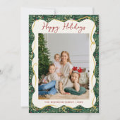 Chic Forest Green Botanical Happy Holidays 1 Photo シーズンカード (正面)