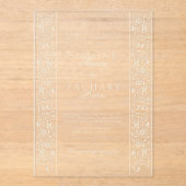 Chic Formal Ecru Scrollwork Border Wedding アクリル招待状 (正面)