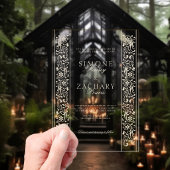 Chic Formal Ecru Scrollwork Border Wedding アクリル招待状