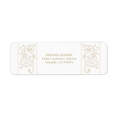 Chic Formal Ecru Scrollwork Border Wedding ラベル (正面)