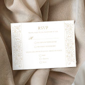 Chic Formal Ecru Scrollwork Border Wedding 出欠カード