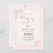 Chic Frame Pink Bow Striped Sweet 16 招待状 (正面)