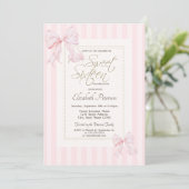 Chic Frame Pink Bow Striped Sweet 16 招待状 (スタンド正面)