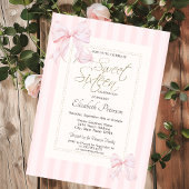 Chic Frame Pink Bow Striped Sweet 16 招待状
