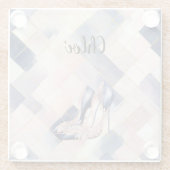 Chic French Blue Cream Blush High Heels ガラスコースター (裏面)