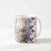 Chic French Blue Pink Paris  コーヒーマグカップ (正面右)