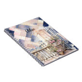 Chic French Blue Pink Paris Eiffel Tower ノートブック (右側)