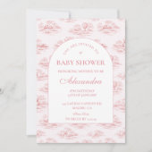 Chic French Toile Baby Shower 招待状 (正面)