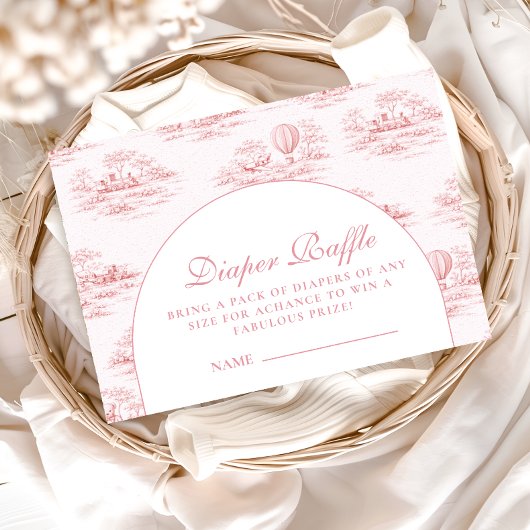 Chic French Toile Baby Shower Diapper Raffle エンクロージャーカード
