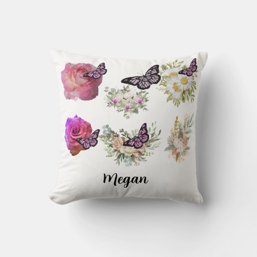 Chic fresh bridal  wonderful flowers foliage クッション (正面)