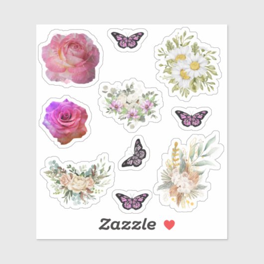 Chic fresh bridal  wonderful flowers foliage シール (シート)