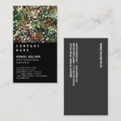 Chic Fresh Leaves Black - Simple Elegant Metal 名刺 (正面/裏面)