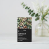 Chic Fresh Leaves Black - Simple Elegant Metal 名刺 (スタンド正面)