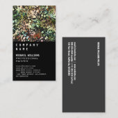 Chic Fresh Leaves Black - Simple Elegant Metal 名刺 (正面/裏面)