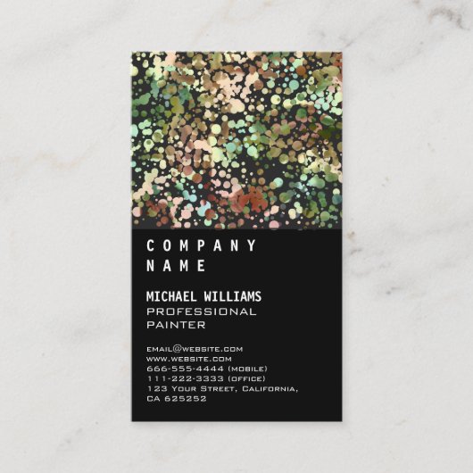 Chic Fresh Leaves Black - Simple Elegant Metal 名刺 (正面)