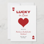 Chic Fun Red Lucky In Love Bachelorette Itinerary 招待状 (正面)